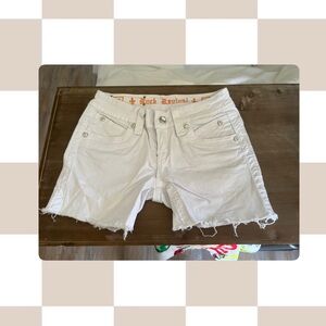 Rock Revival Distressed White Jean Shorts